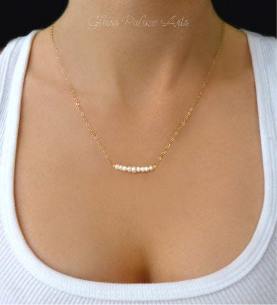 Unique Idea Gift for Her, Dainty Seed Pearl Necklace, Tiny Pearl Layering  Necklace, Gold Pearl Bar Choker, Small Freshwater Pearl Jewelry - Etsy |  Delicate gold necklace, Simple jewelry, Beautiful jewelry