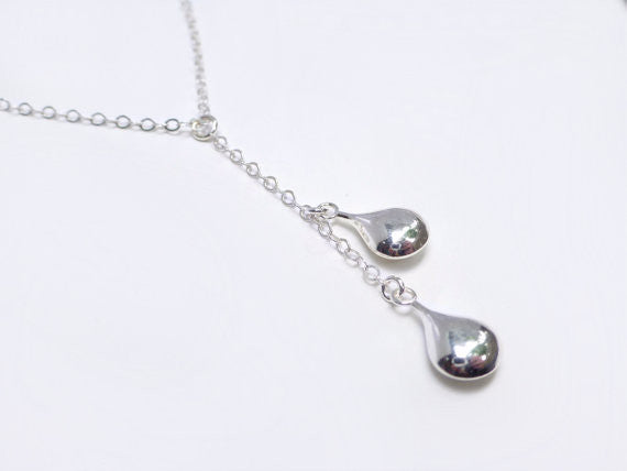 Sterling Silver Teardrop Y Necklace For Women