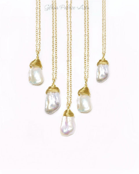 Baroque Freshwater Pearl Pendant Necklace Gold, Rose Gold Or Sterling Silver