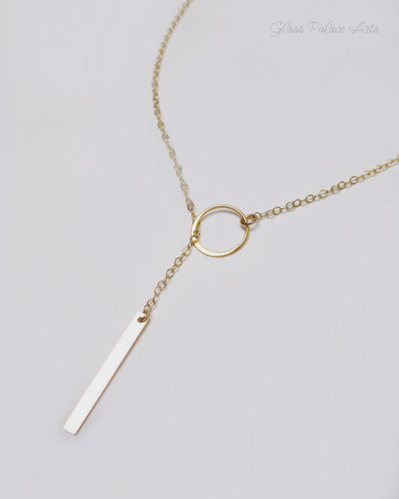 Lariat Necklace For Women With Vertical Bar Y Drop