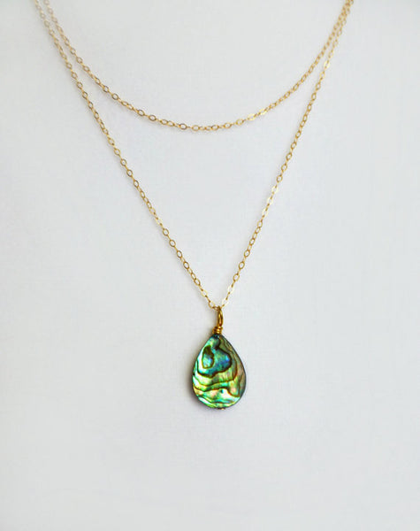 Abalone Necklace With Multi Layered Strands - Sterling Silver or 14k Gold Fill