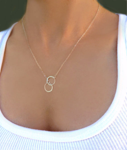 Infinity Lariat Necklace With Small Circles- Sterling Silver, Gold or Rose Gold
