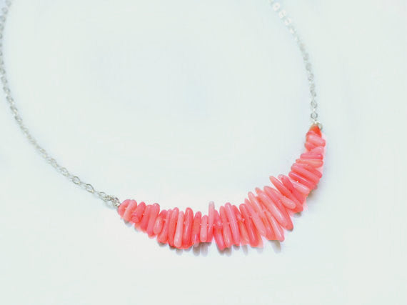 Pink Coral Necklace For Women - Sterling Silver, 14k Gold Fill or Rose Gold