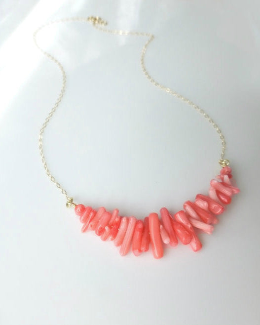 Pink Coral Necklace For Women - Sterling Silver, 14k Gold Fill or Rose Gold