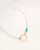 Beaded Turquoise Pendant Necklace For Women - Gold