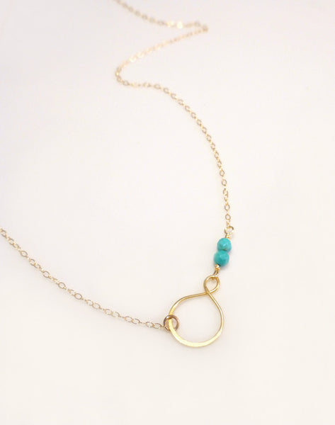Beaded Turquoise Pendant Necklace For Women - Sterling Silver, Gold or Rose Gold