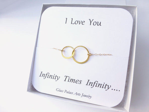 Gold Infinity Necklace For Women - I Love You Infinity Times Infinity