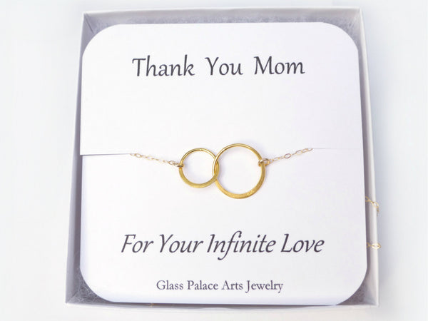 Mom Necklace with Infinity Pendant - With Personalized Thank You Card