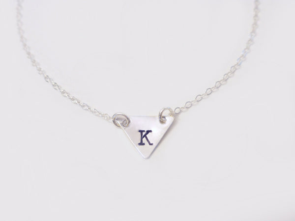 Personalized Triangle Chevron Heart Necklace For Women - Sterling Silver or 14k Gold Fill