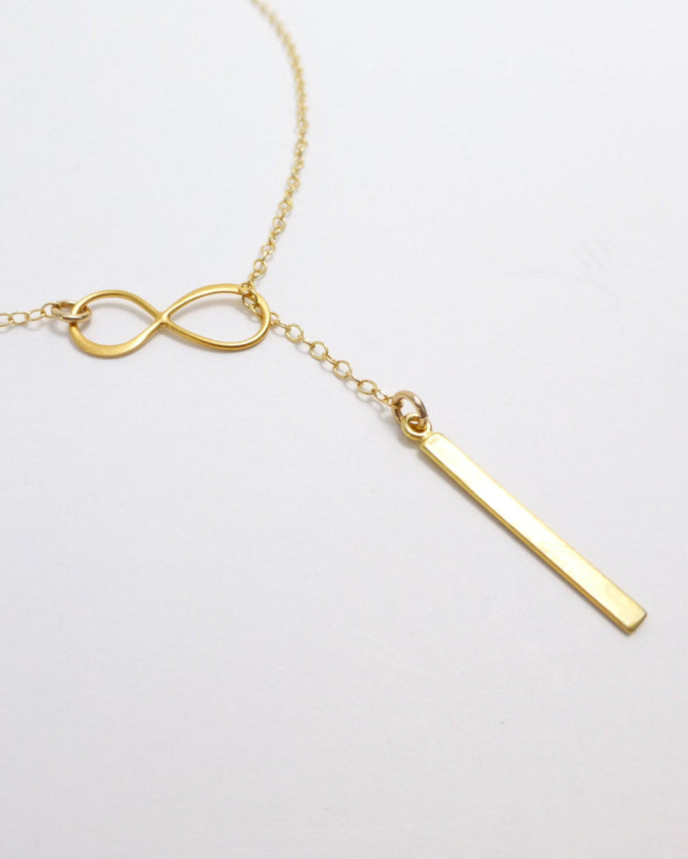 Vertical Bar Lariat Necklace In Sterling Silver or 14k Gold Fill