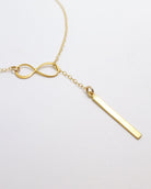 Vertical Bar Lariat Necklace In Sterling Silver or 14k Gold Fill