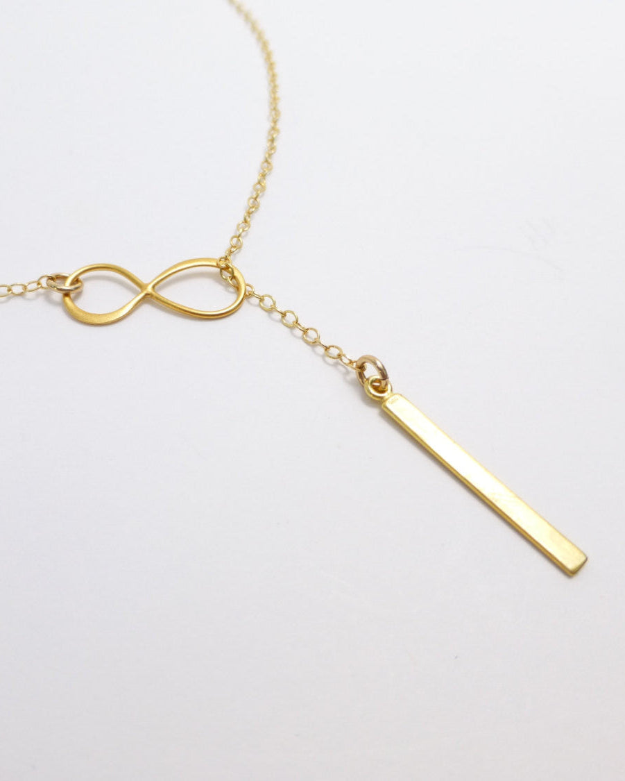 Vertical Bar Lariat Necklace In Sterling Silver or 14k Gold Fill