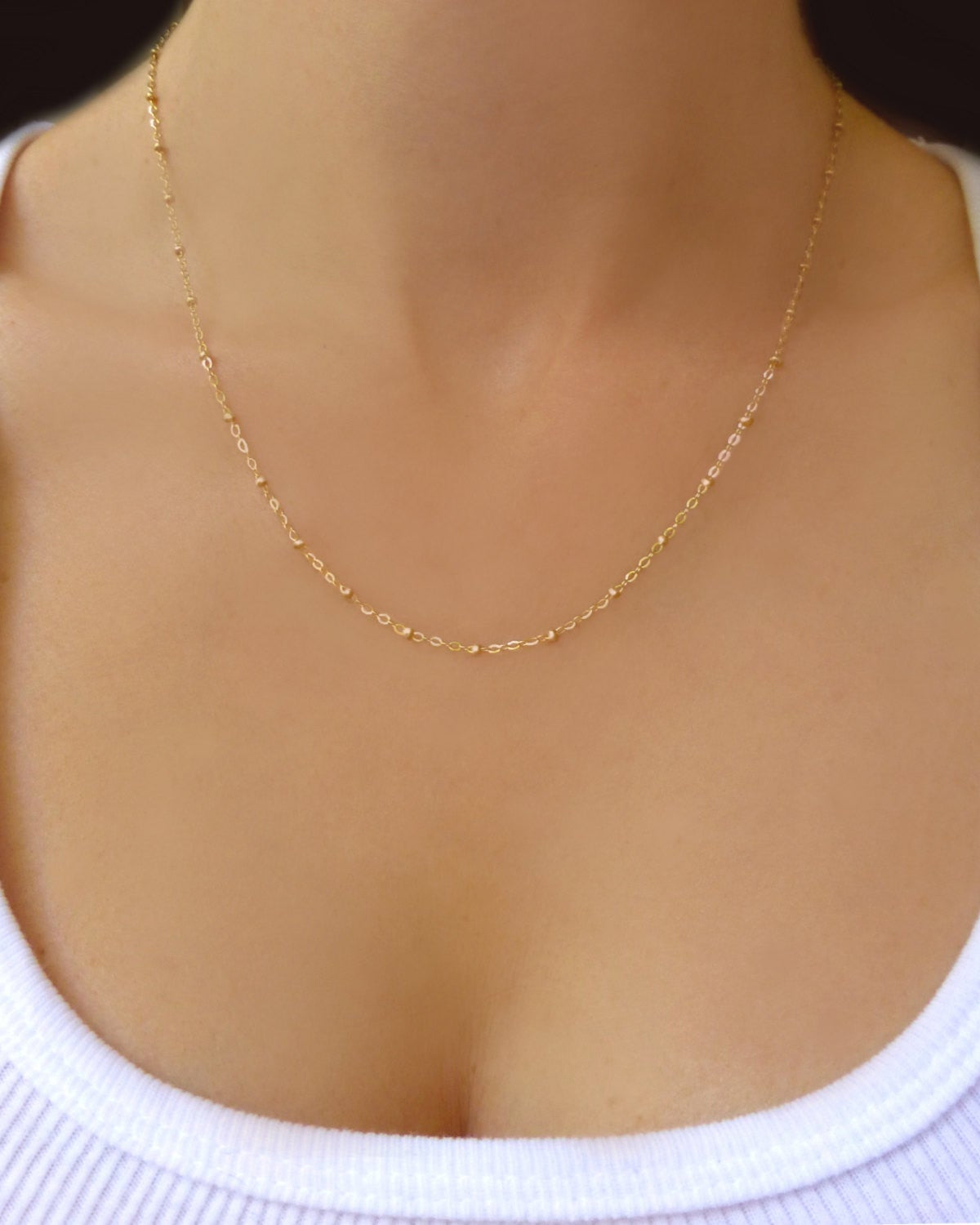 Gold Dotted Satellite Chain Necklace For Women