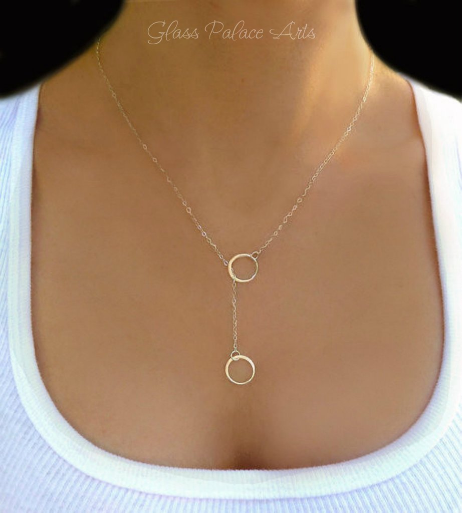 Rose Gold Circle Infinity Lariat Y Necklace For Women