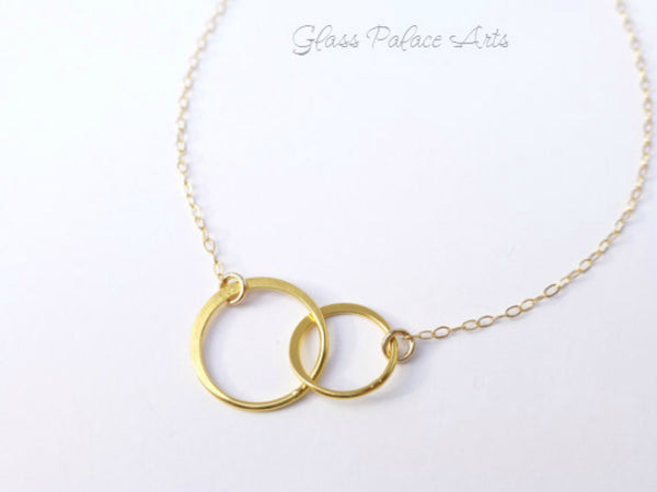 Rose Gold Linked Circle Infinity Necklace For Women - Also In Sterling Silver and Gold