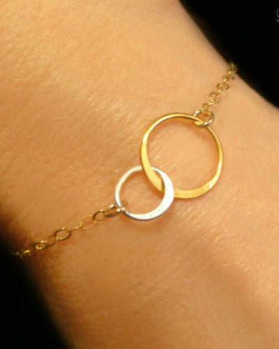 Mixed Metal Infinity Bracelet With Interlocking Circles