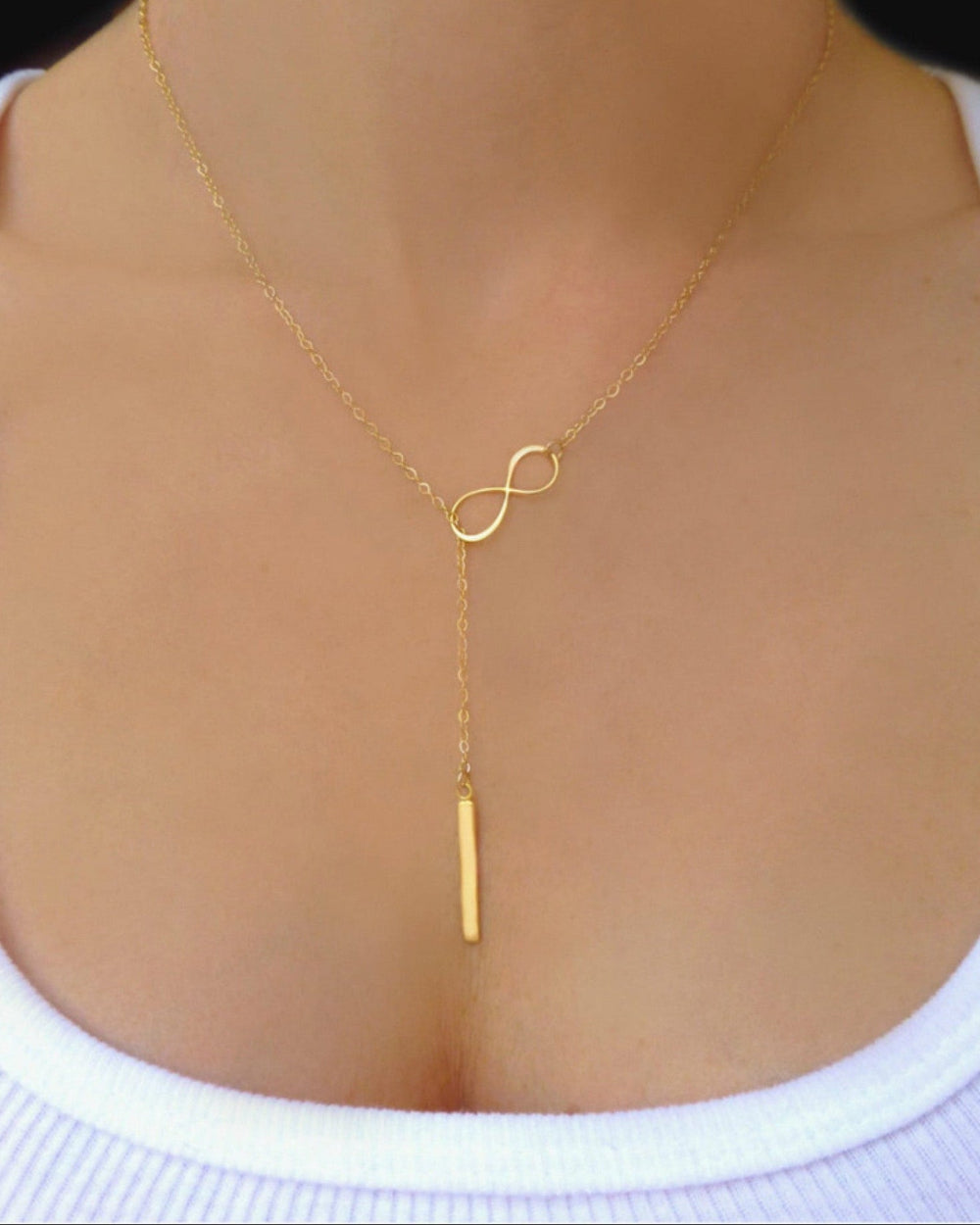 Vertical Bar Lariat Necklace In Sterling Silver or 14k Gold Fill