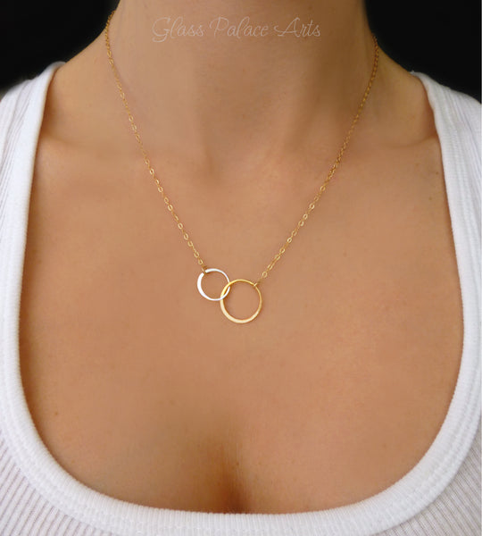 Mixed Metal Infinity Circle Necklace For Women