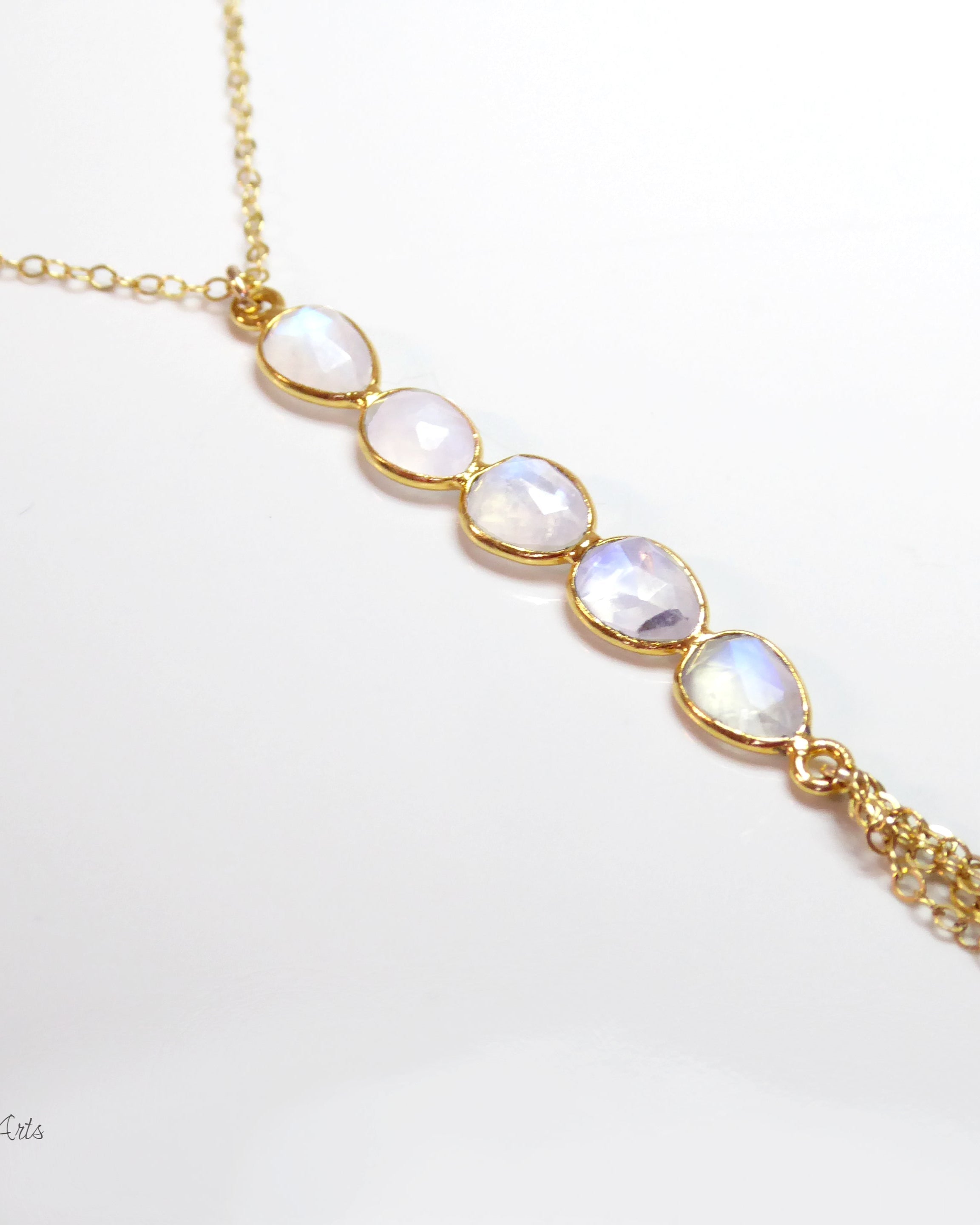 Moonstone Necklace With Gemstone Pendant Drop - 14k Gold Fill or Sterling Silver