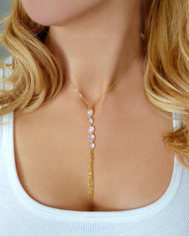 Rose Gold Choker Necklace Set For Women - Adjustable Choker + Lariat C –  Glass Palace Arts