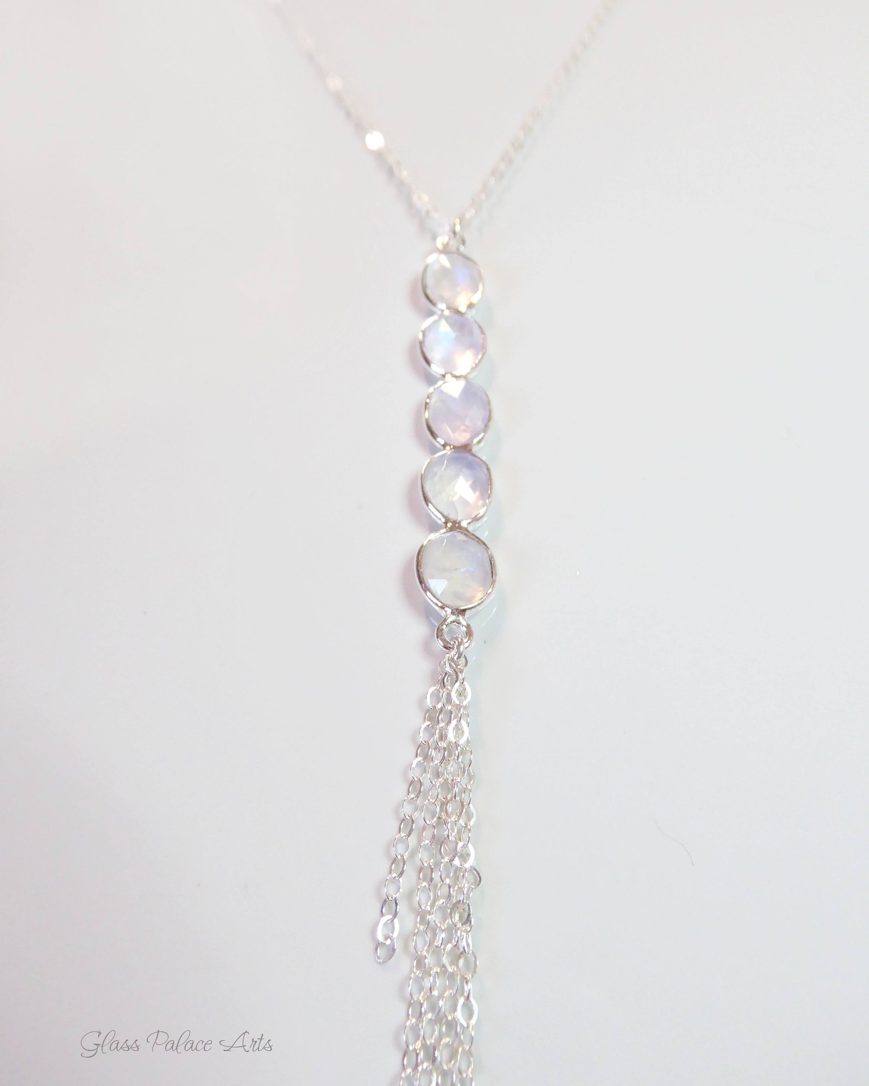 Moonstone Necklace With Gemstone Pendant Drop - 14k Gold Fill or Sterling Silver