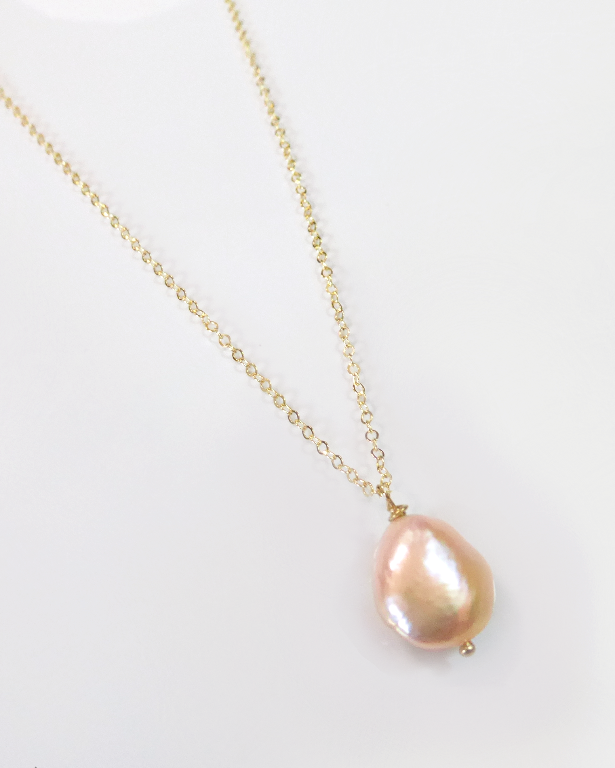 Champagne Pink Baroque Pearl Necklace For Women - Natural Freshwater Pearls