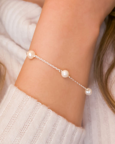Adjustable Freshwater Pearl Bracelet For Women - Sterling Silver