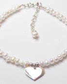 Sterling Silver Heart And Pearl Bracelet Adjustable