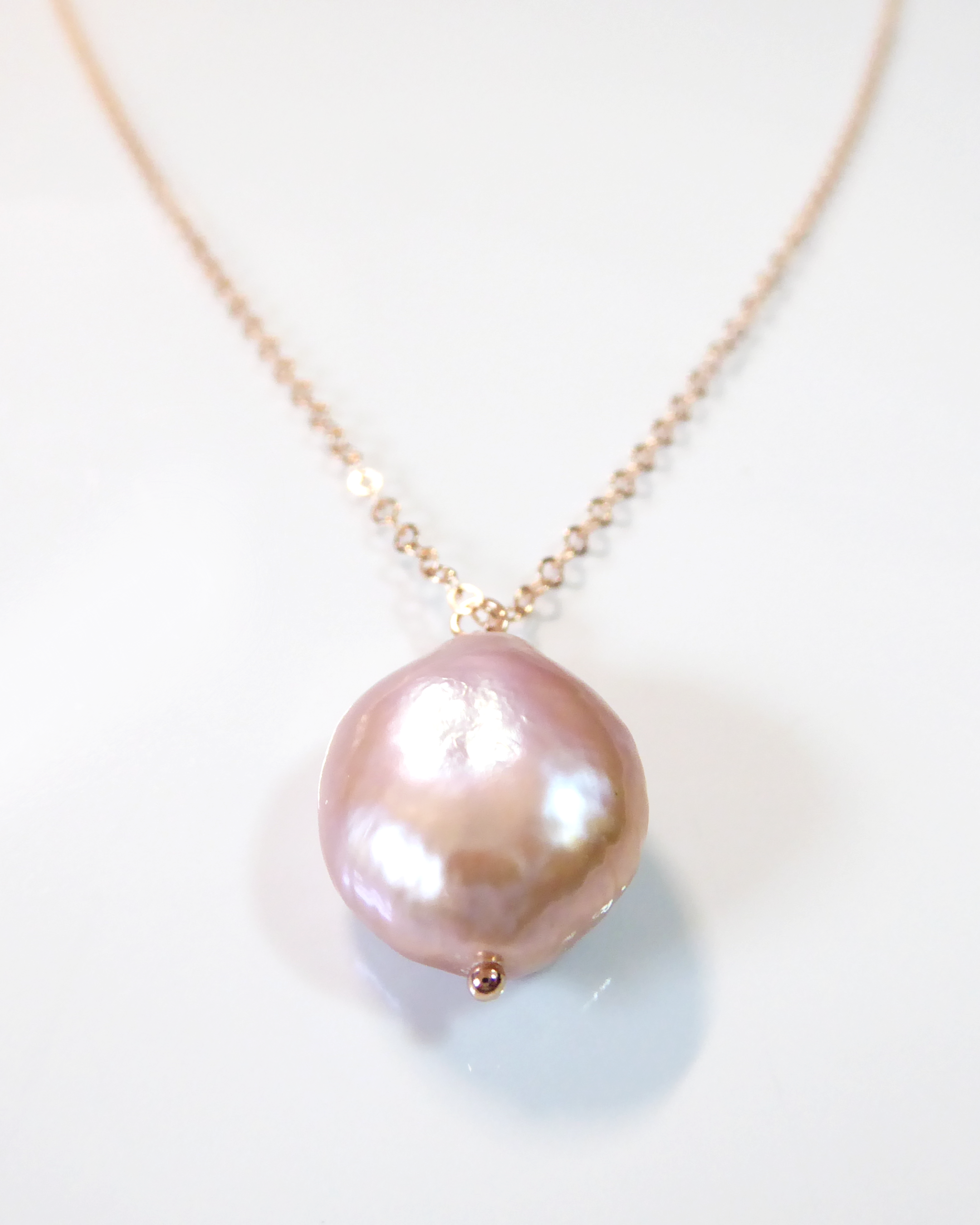 Champagne Pink Baroque Pearl Necklace For Women - Natural Freshwater Pearls