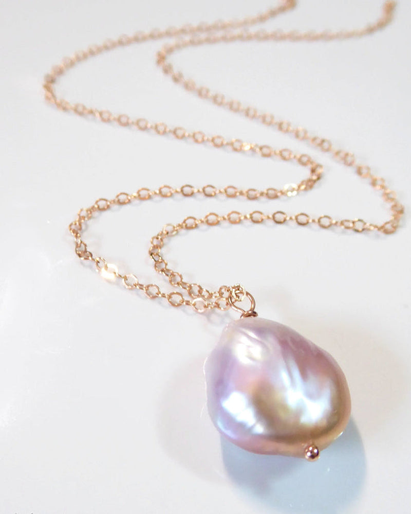 Champagne Pink Baroque Pearl Necklace For Women - Natural Freshwater Pearls