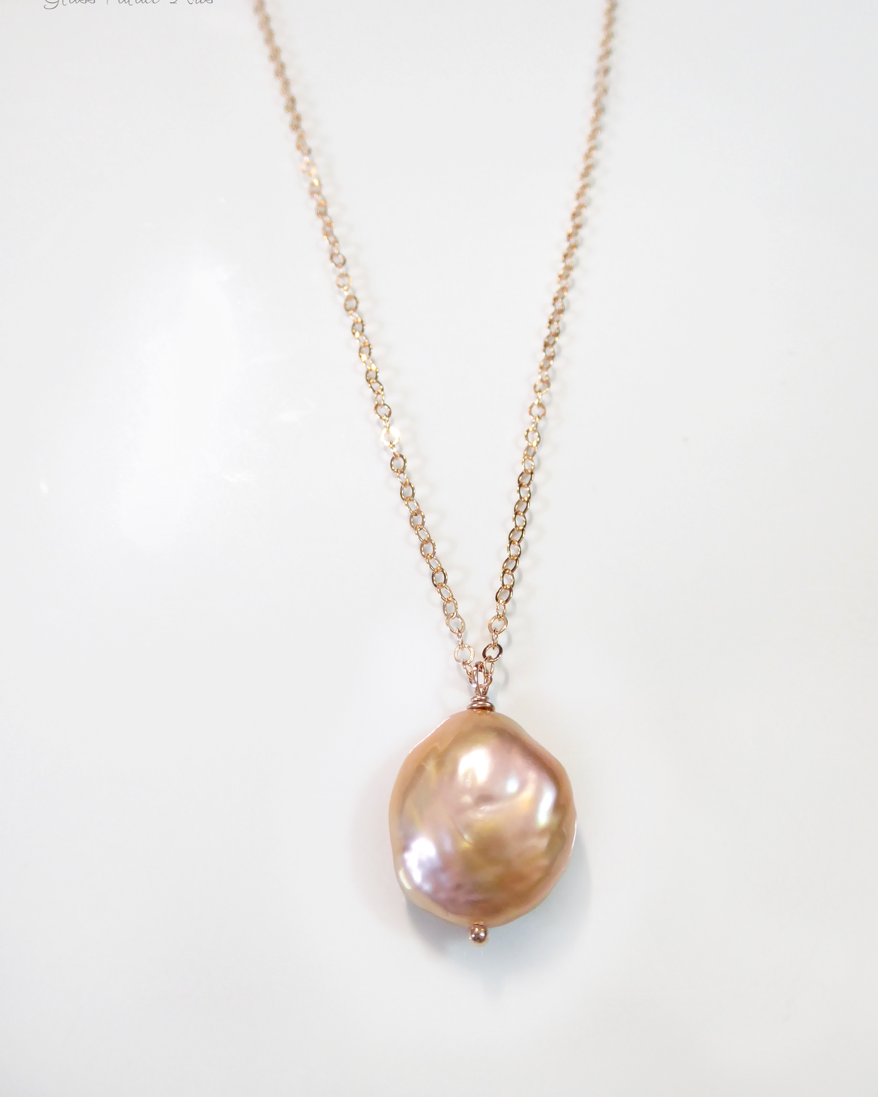 Champagne Pink Baroque Pearl Necklace For Women - Natural Freshwater Pearls