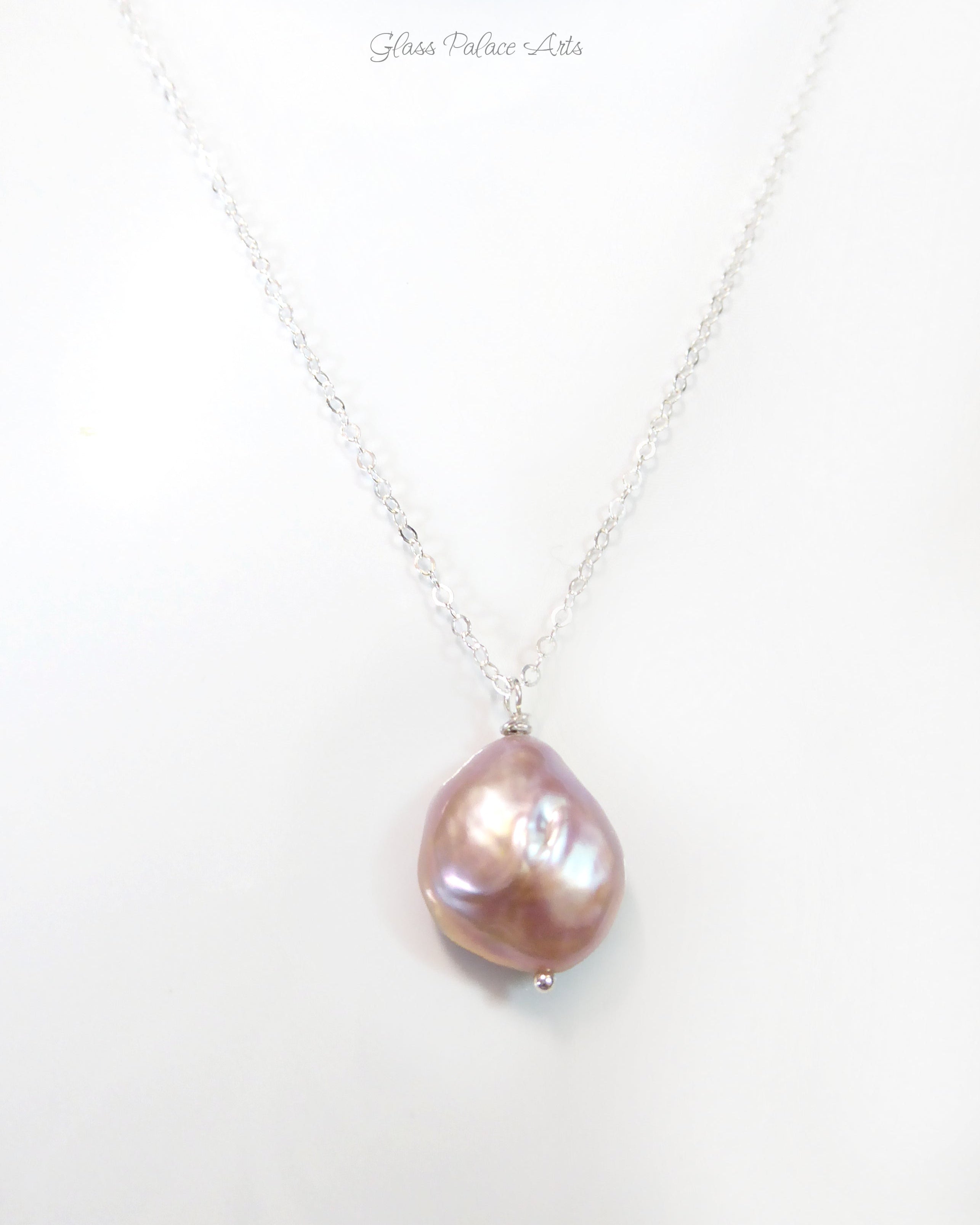 Champagne Pink Baroque Pearl Necklace For Women - Natural Freshwater Pearls
