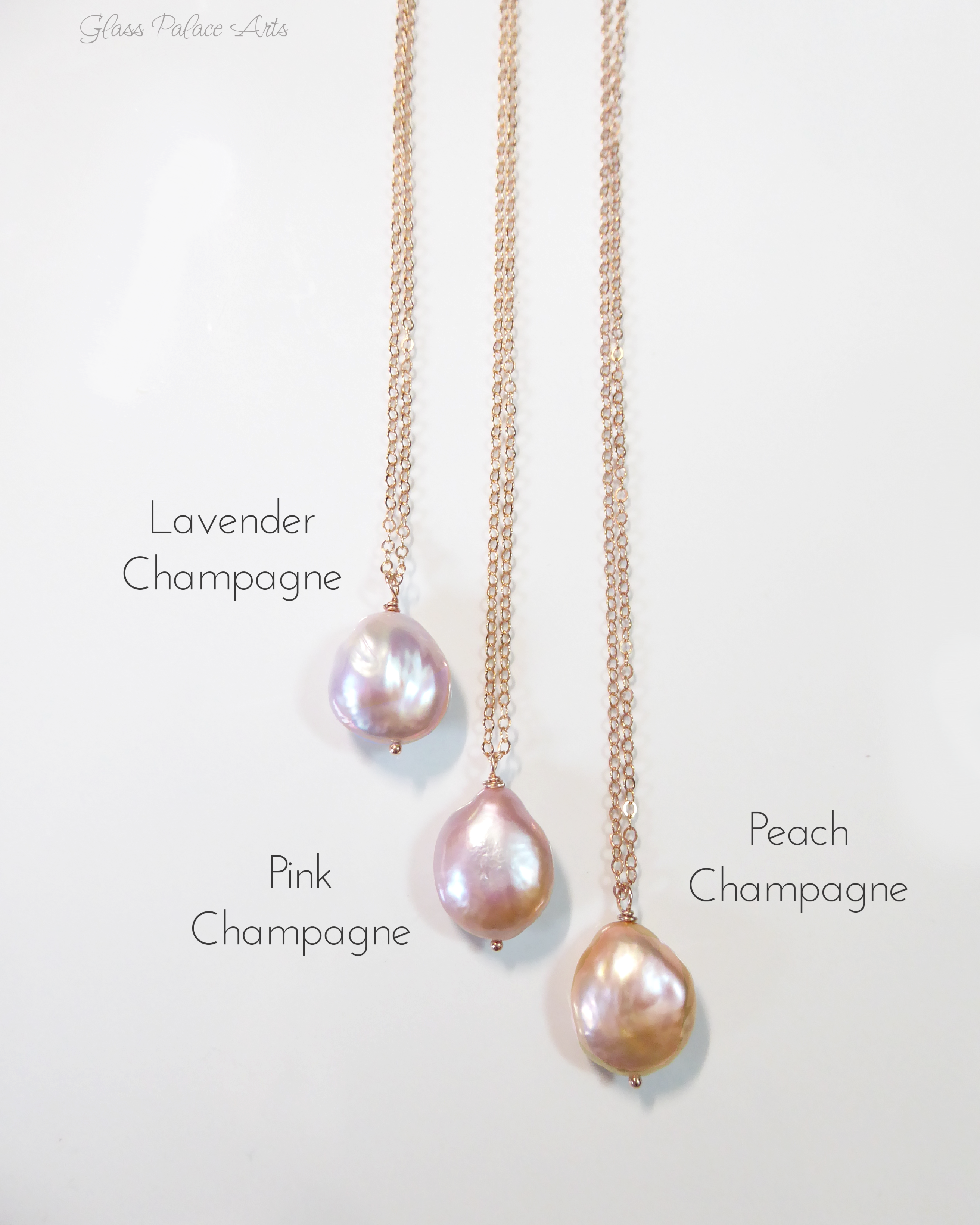 Champagne Pink Baroque Pearl Necklace For Women - Natural Freshwater Pearls