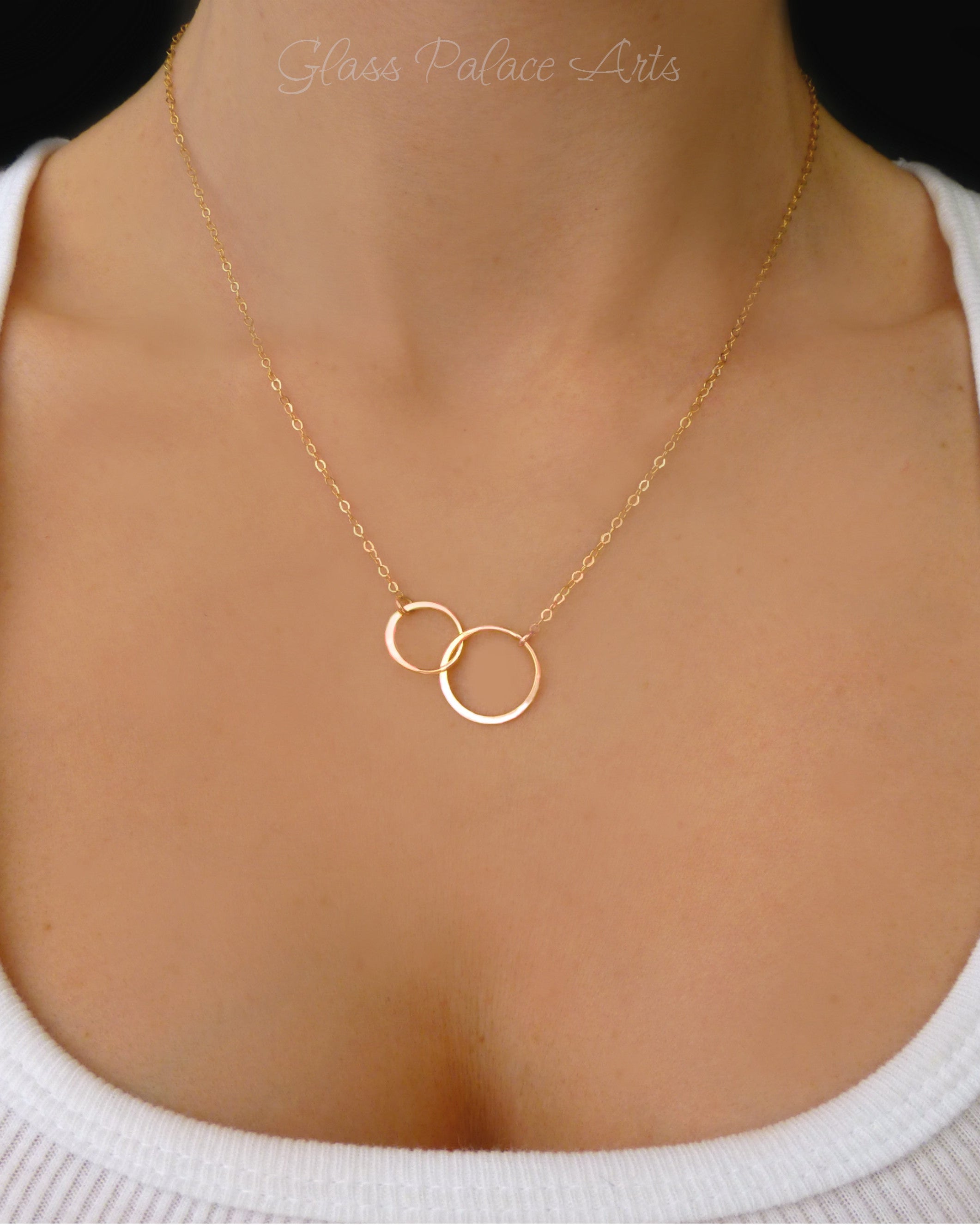 Infinity Necklace With Simple Circle Pendant - In Rose Gold