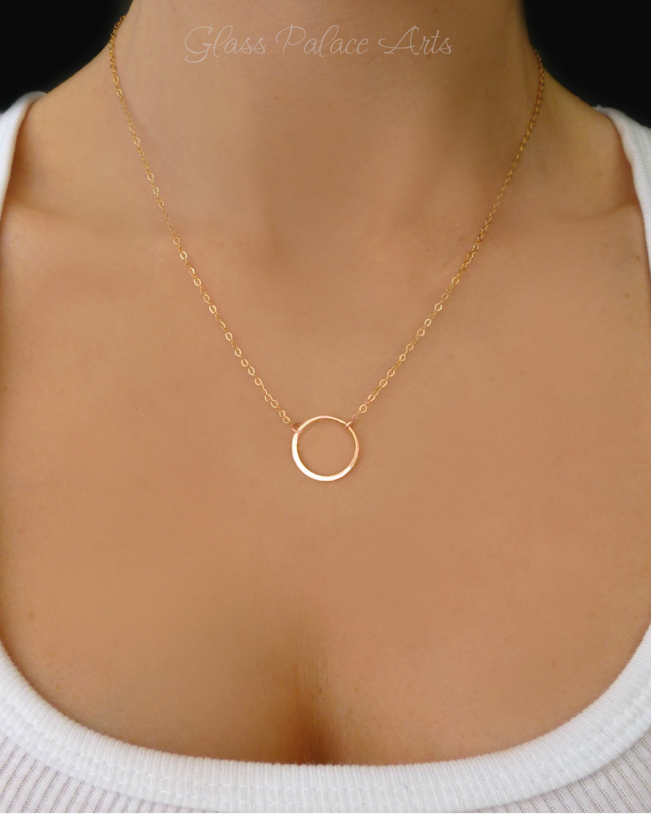 Minimalist Circle Necklace With Infinity Pendant - Rose Gold