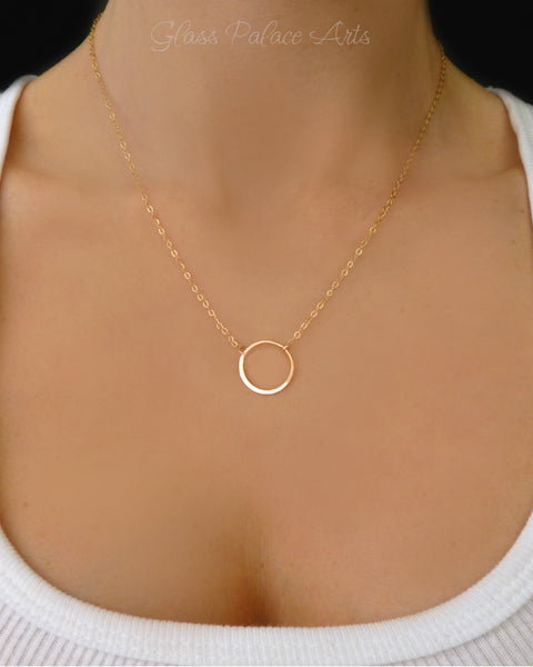 Simple Circle Necklace With Infinity Pendant - Sterling Silver, Gold, Rose Gold