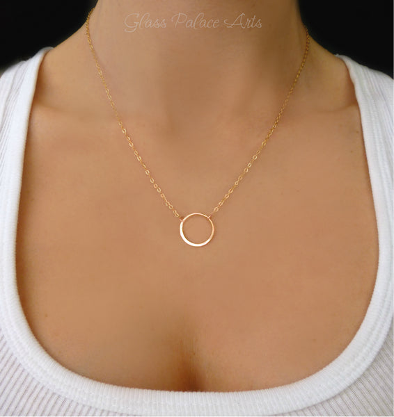Simple Circle Necklace With Infinity Pendant - Sterling Silver, Gold, Rose Gold