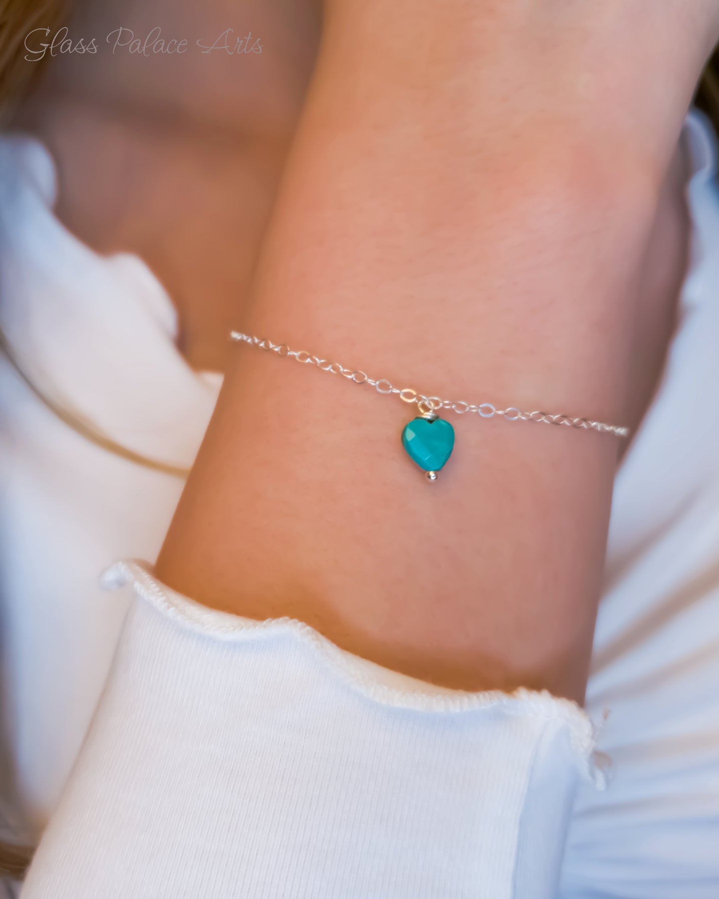 Turquoise Heart Charm Bracelet For Women- Adjustable