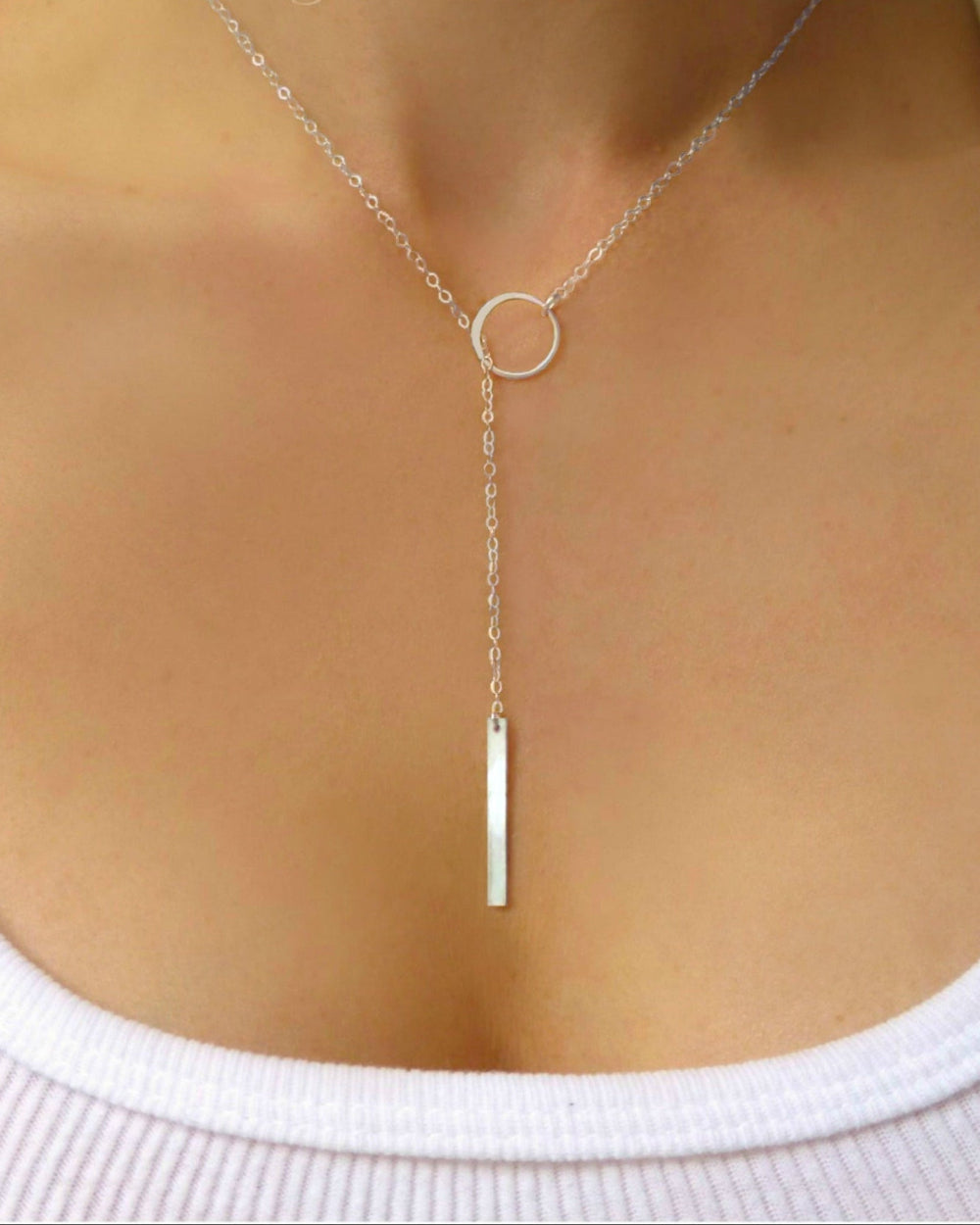 Lariat Necklace For Women With Vertical Bar Y Drop