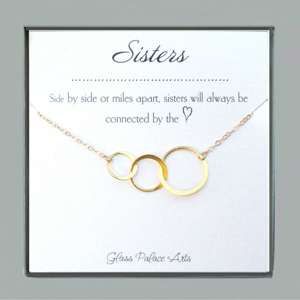Three Sisters Necklace Gift - Sisters Three Ring Infinity Necklace
