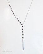Black Spinel Y Lariat Necklace For Women