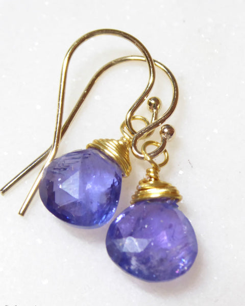 Genuine Tanzanite Teardrop Earrings With Gemstone Dangle