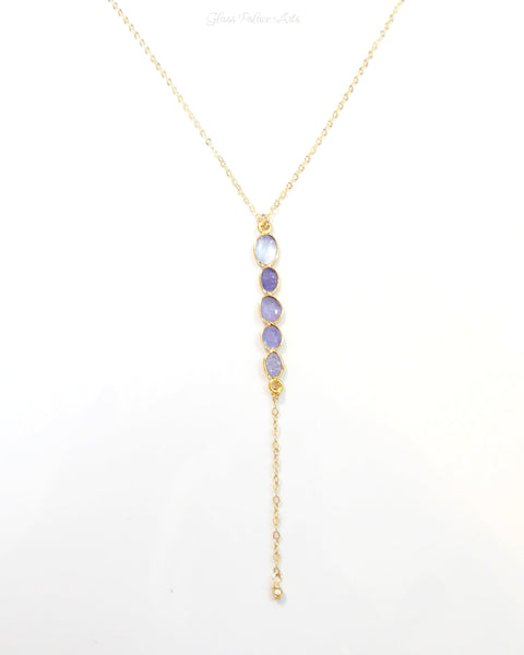 Tanzanite Lariat Pendant Necklace For Women