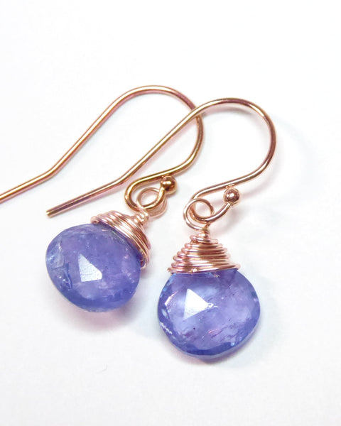 Genuine Tanzanite Teardrop Earrings With Gemstone Dangle