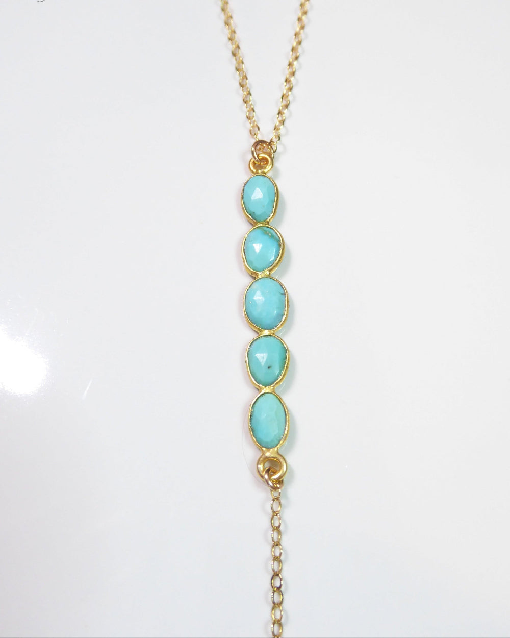 Long Turquoise Pendant Lariat Necklace For Women