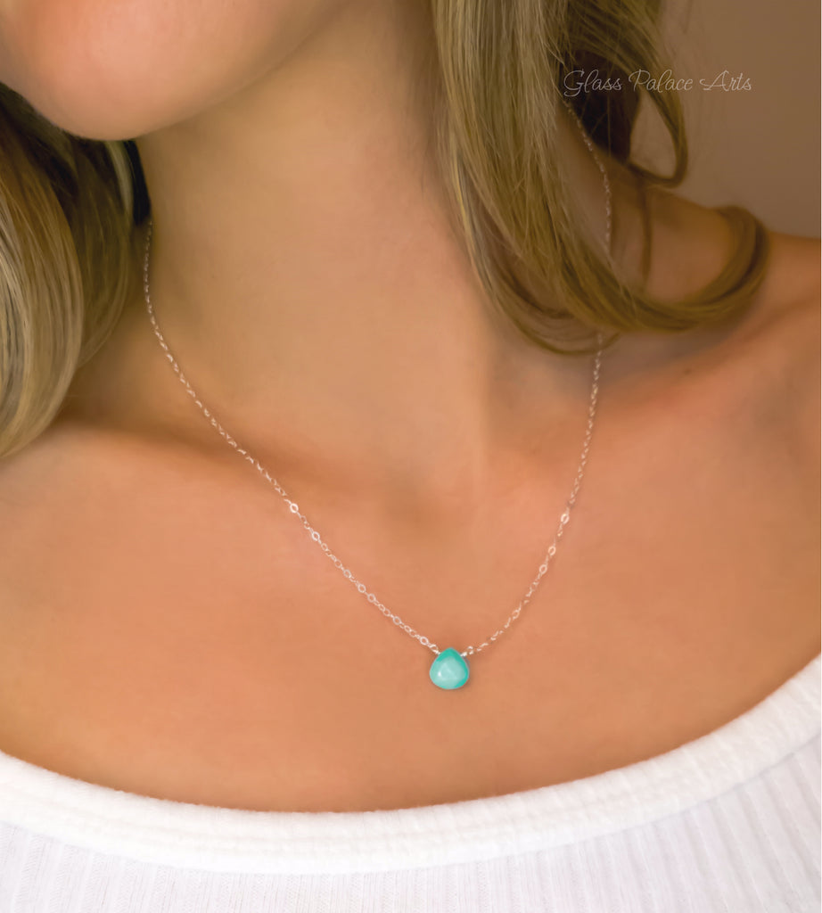 Tiny Turquoise Necklace, Dainty Turquoise Pendant, Small Turquoise Jewelry  for Her, Gift for Her, Satellite Chain, Turquoise Choker - Etsy