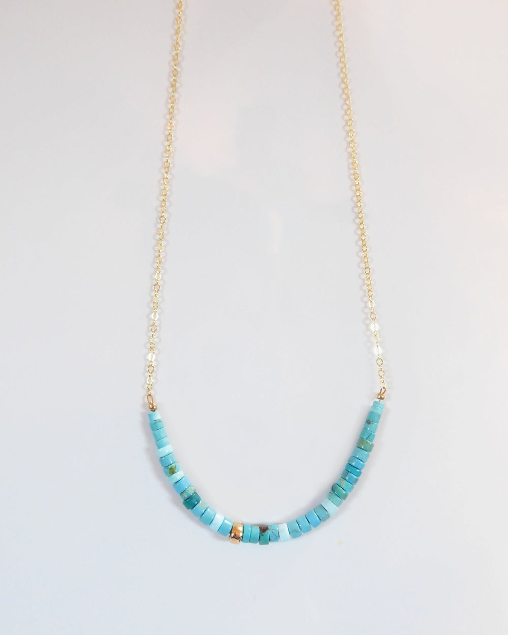 Simple Strand Beaded Turquoise Necklace For Women - Sterling Silver, 14k Gold Fill, Rose Gold