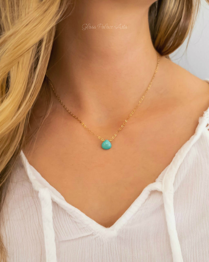 Sleeping beauty turquoise necklace 14k deals gold