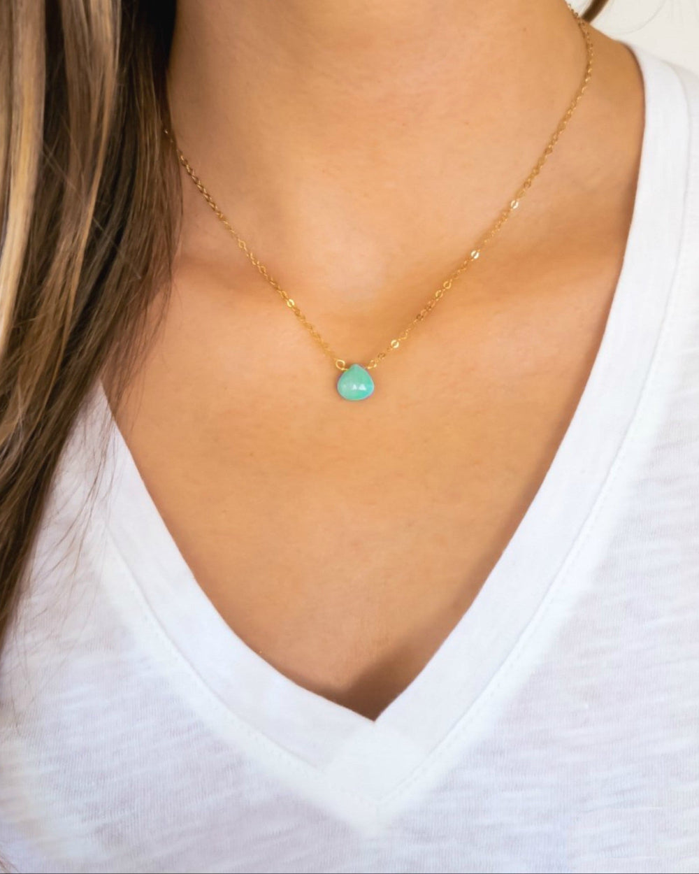 Dainty Sleeping Beauty Turquoise Necklace For Women, Sterling Silver, Gold or Rose Gold