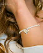 Sterling Silver Heart And Pearl Bracelet Adjustable